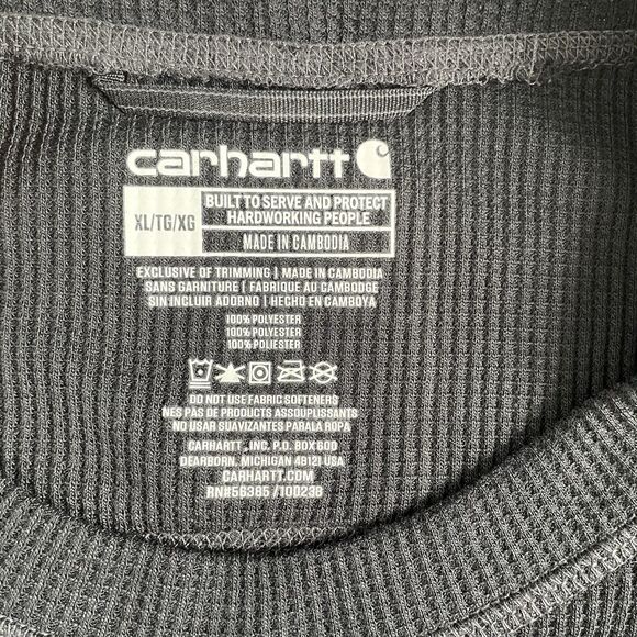 Carhartt Force Mens Midweight Waffle Base Layer Thermal Shirt Black Size XL NEW - Picture 9 of 11